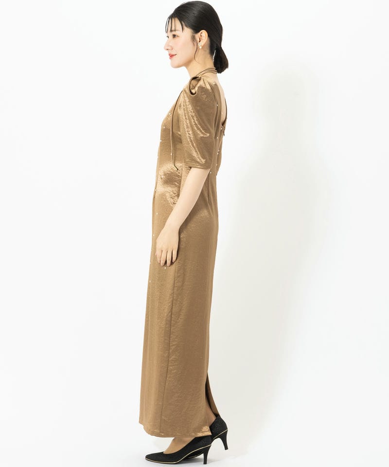ANDRESD アンドレスド パールグローサテンドレス ブラウン系 | 結婚式