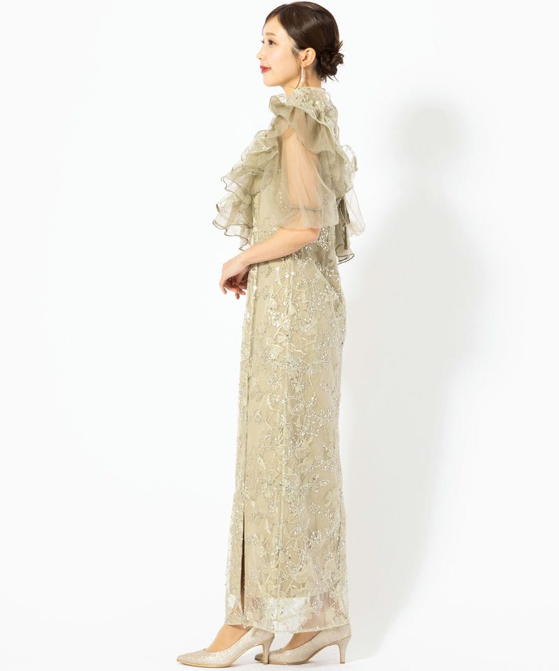 Leja レジャ 3WAYチュールラッフルフラワースパンコールIラインドレス