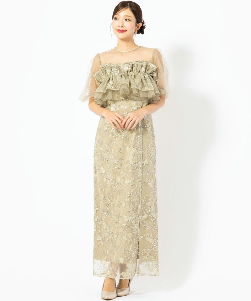 Leja レジャ 3WAYチュールラッフルフラワースパンコールIラインドレス