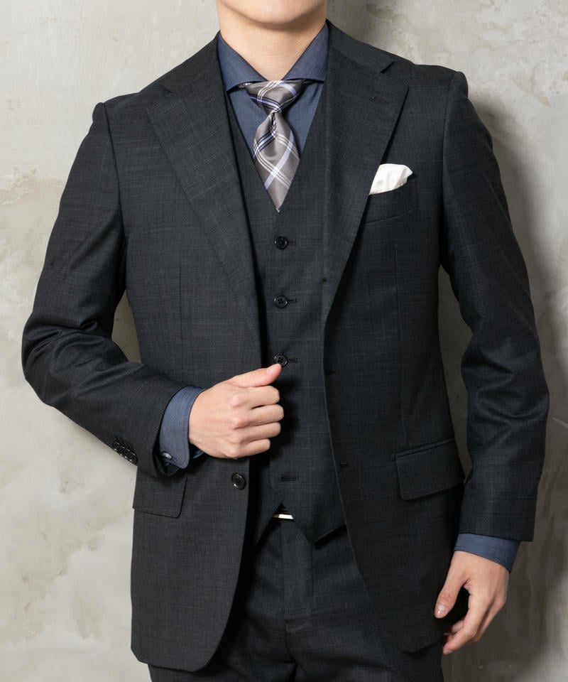 SUIT SQUARE シャドーオーバーチェック・スリーピーススーツ グレー系