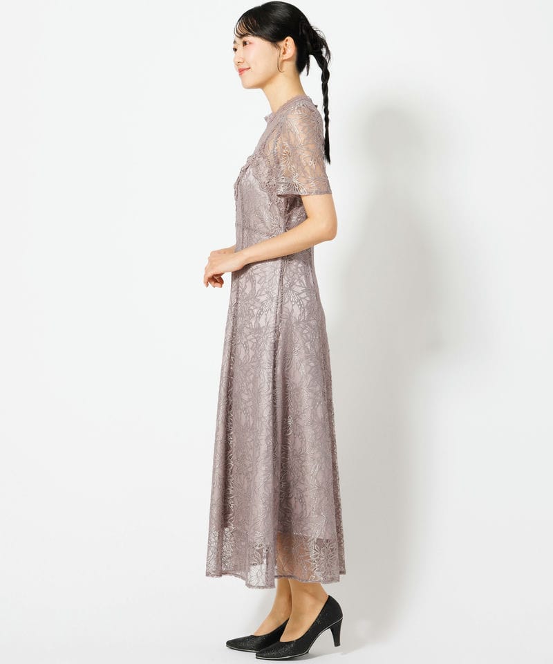 SNIDEL 【ドレス2点セット】シャイニーレースドレス パープル系 | 結婚