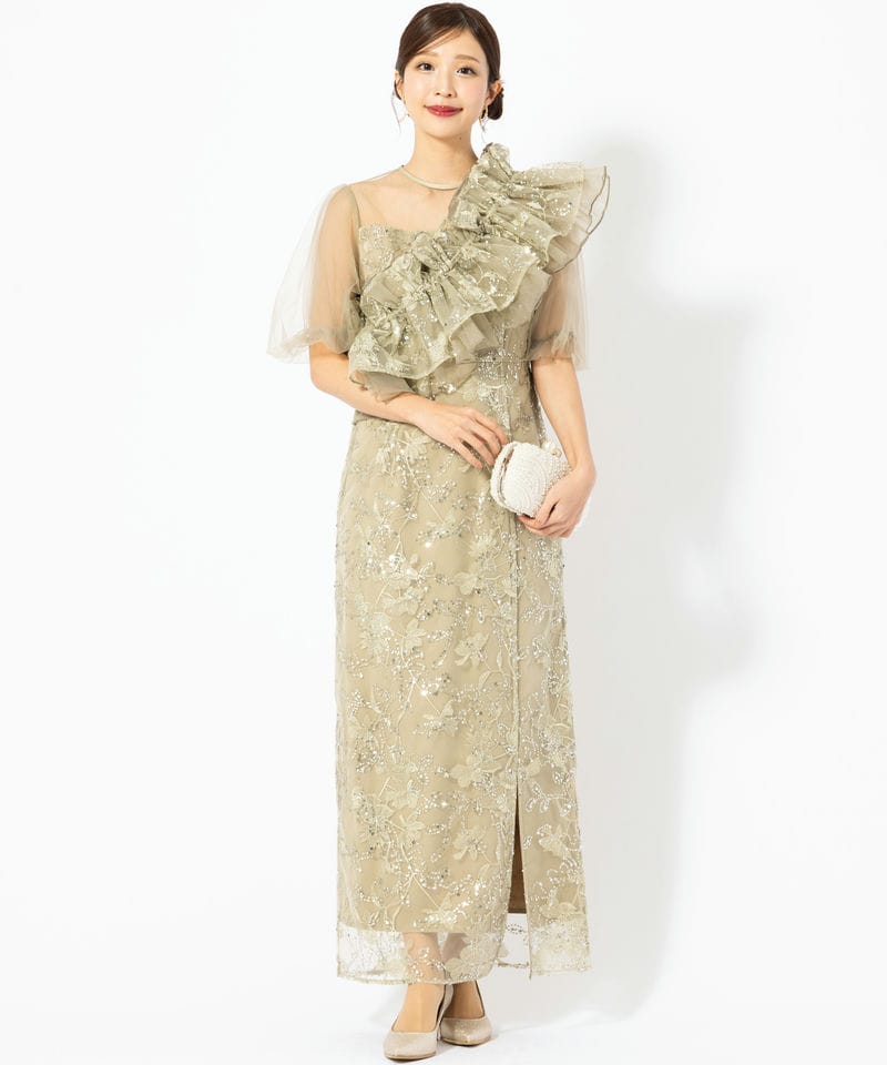 Leja レジャ 3WAYチュールラッフルフラワースパンコールIラインドレス