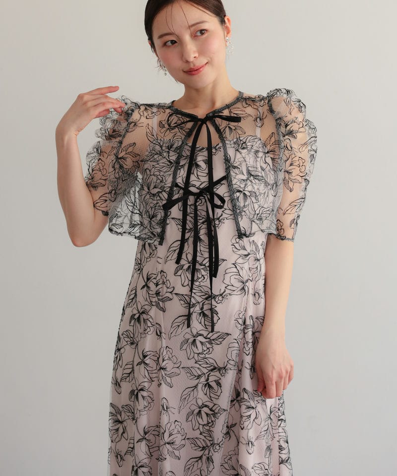 Select Shop シアーレースボレロセットアップドレス ベージュ系 | 結婚