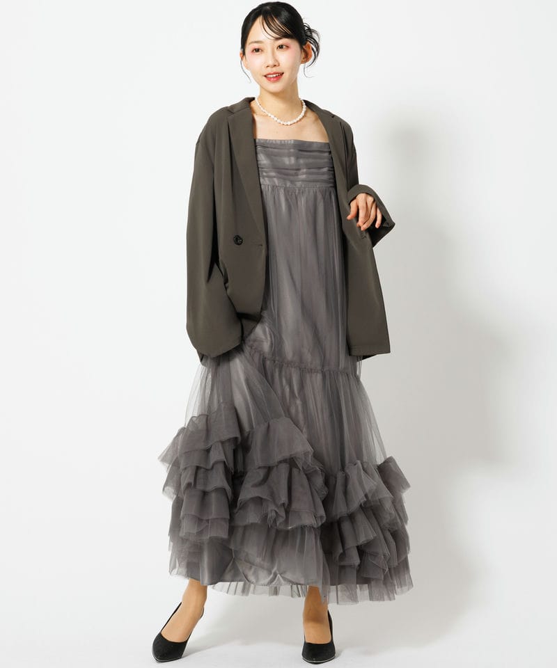 ANDRESD アンドレスド ボリュームチュ―ルジャケットセットドレス