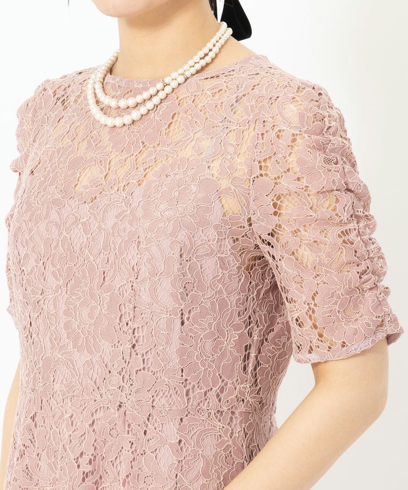 kaene カエン 配色レースエプロンドレス ピンク系 | 結婚式パーティー