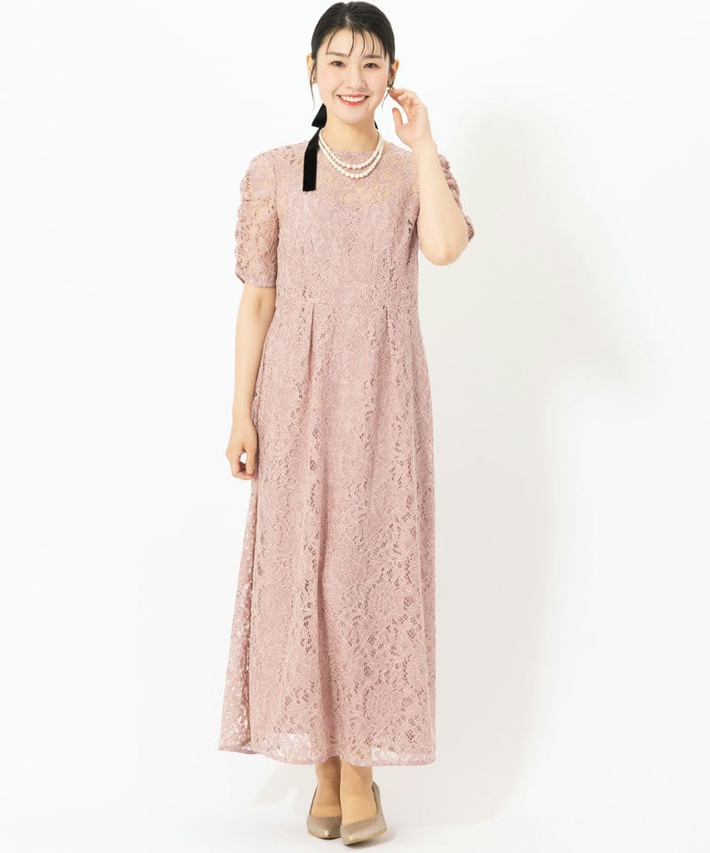 kaene カエン 配色レースエプロンドレス ピンク系 | 結婚式パーティー