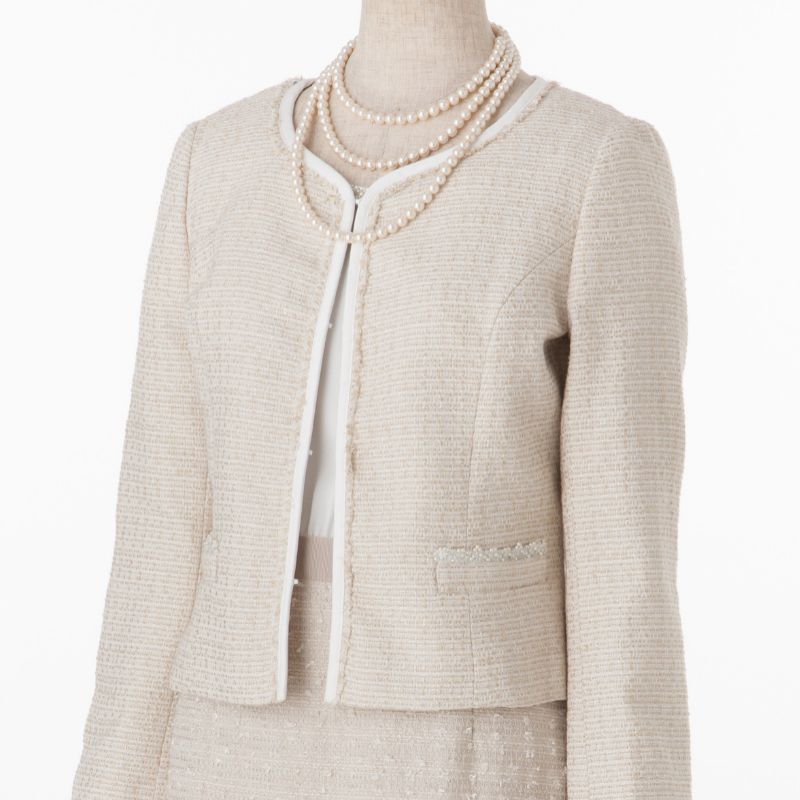 ANAYI アナイ ノーカラージャケット ベージュ系 | 結婚式パーティーの