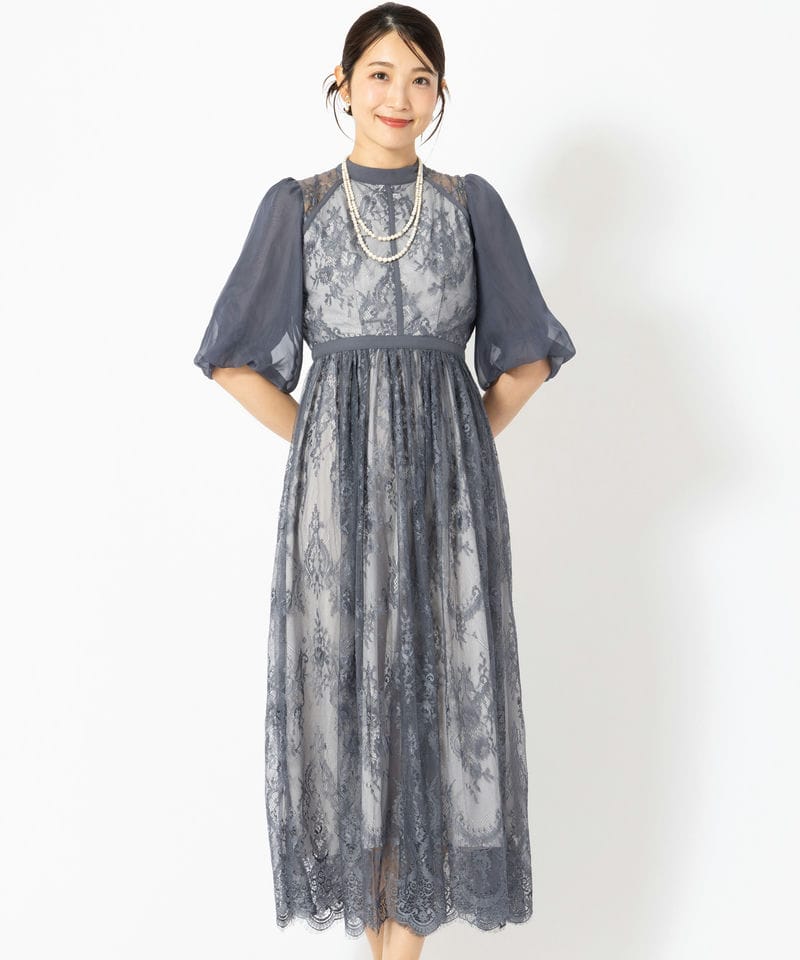 Select Shop 総レースハイネックバルーンスリーブドレス その他 x