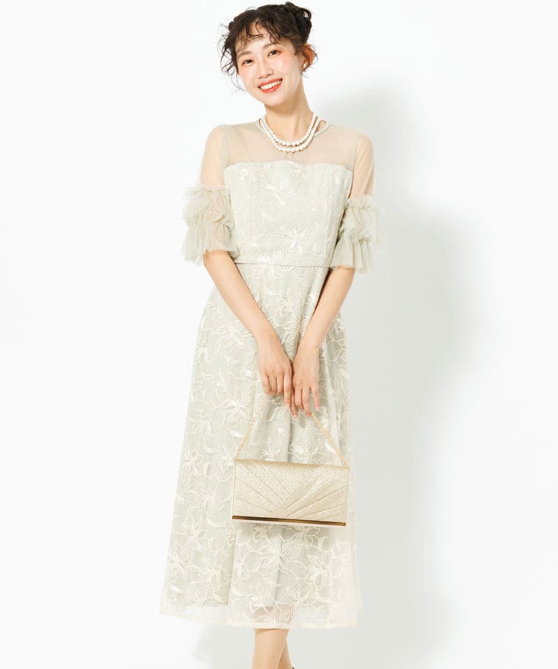 SNIDEL スナイデル アメスリスパンコールレースドレス グレー系 | 結婚