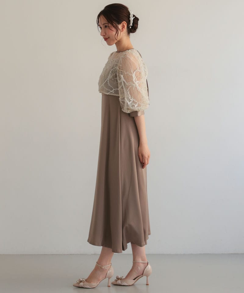 Select Shop 3D刺繍チュールボレロ付きキャミドレス ベージュ系 | 結婚 