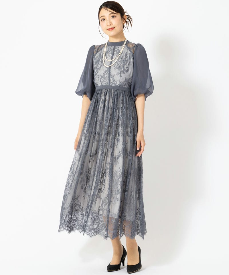 Select Shop 総レースハイネックバルーンスリーブドレス その他 x