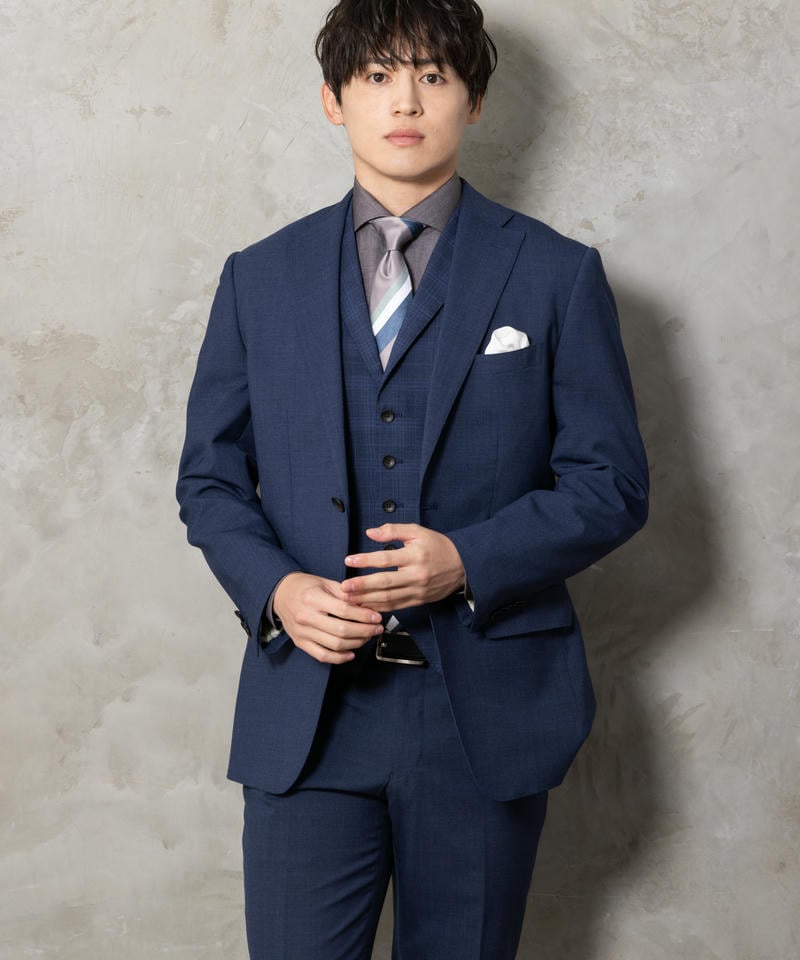 P.S.FA 衿付きセパレートベストスリーピーススーツ ネイビー系 | 結婚