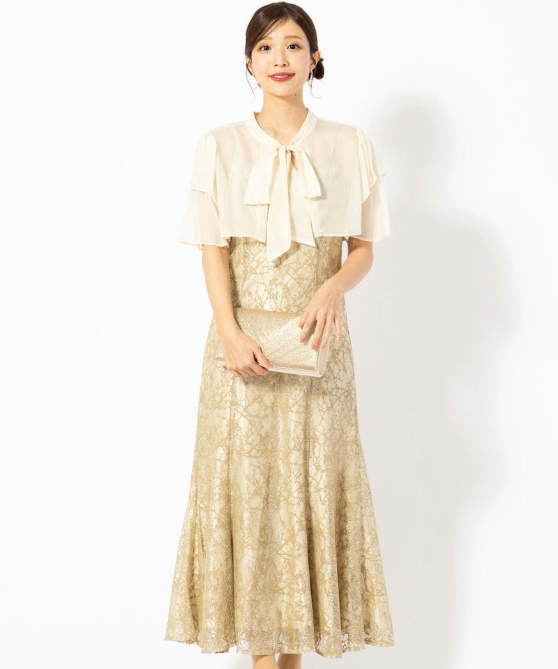 ANAYI アナイ ライトケミカルフラワーレースドレス ブルー系 | 結婚式