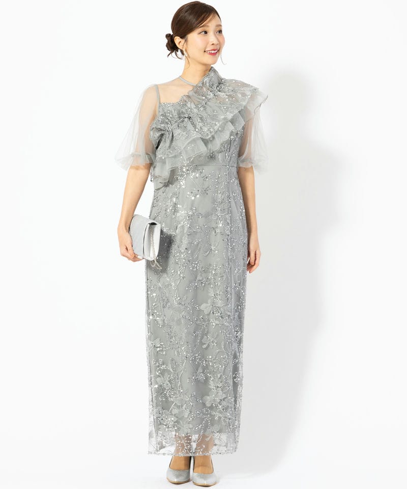 Leja レジャ 3WAYチュールラッフルフラワースパンコールIラインドレス