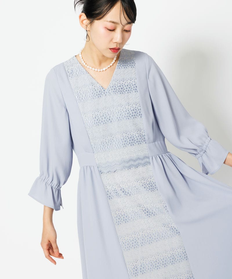 Arobe シャンブレードレス　ブルーグレー Arobe アローブ シャンブレードレス グレー系 x ブルー系 | 結婚式