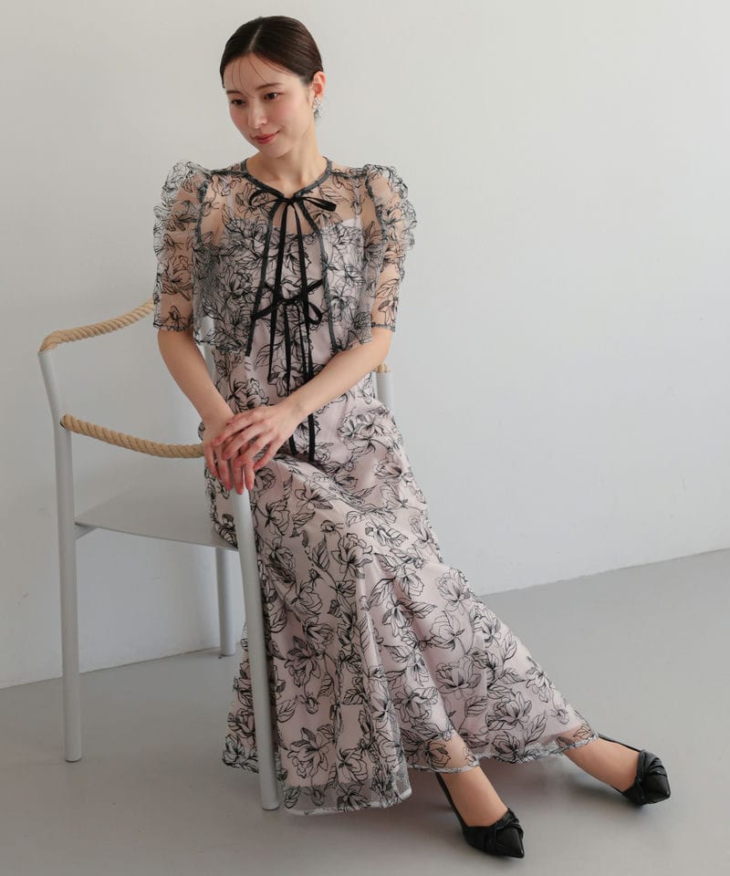 Select Shop シアーレースボレロセットアップドレス ベージュ系 | 結婚