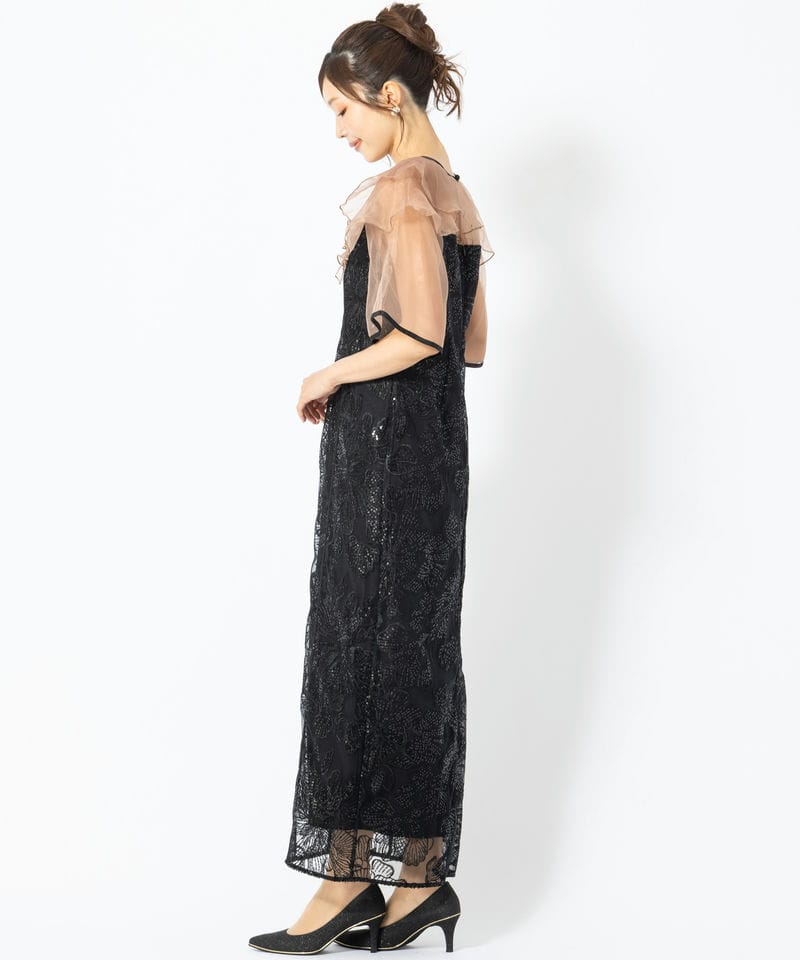 Leja レジャ ラッフルシアーパイピングIラインドレス ブラック系