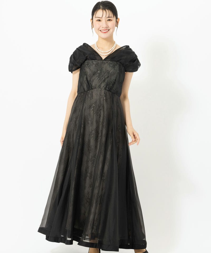 Mystrada マイストラーダ オフショルフレアドレス ブラック系 | 結婚式