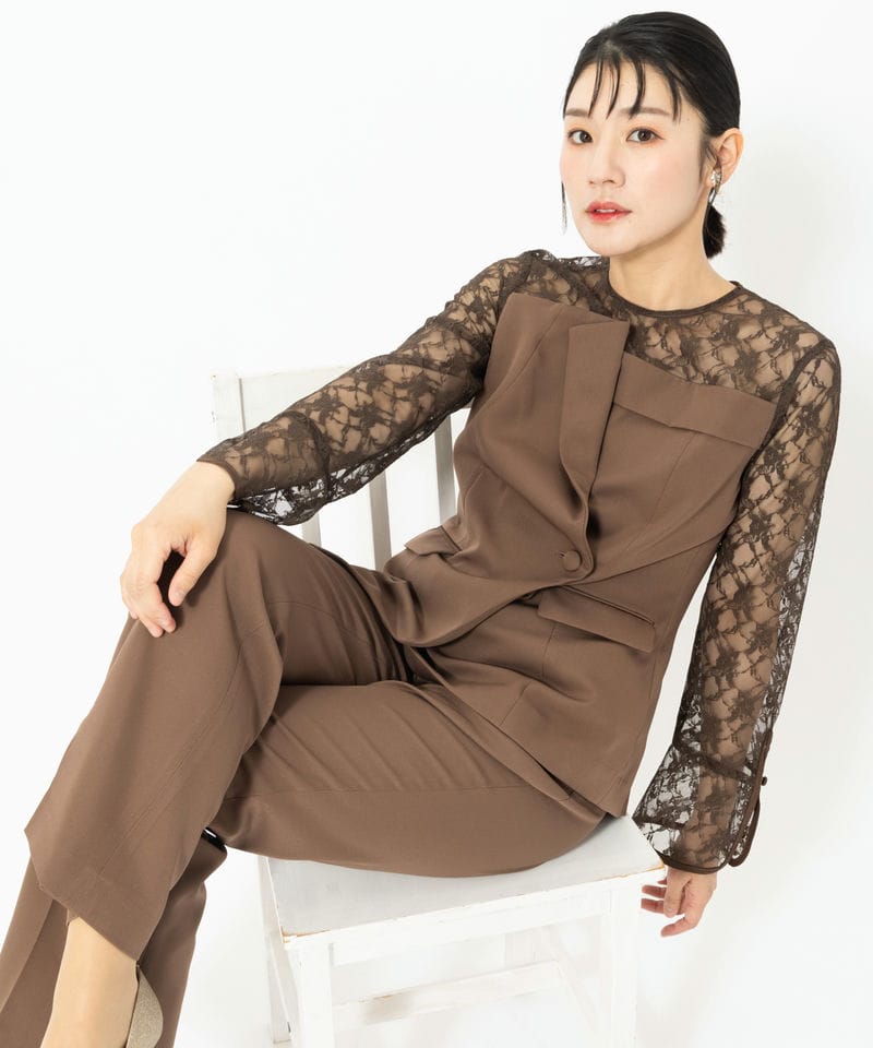ANDRESD アンドレスド レースパネルアクセントセットアップパンツ