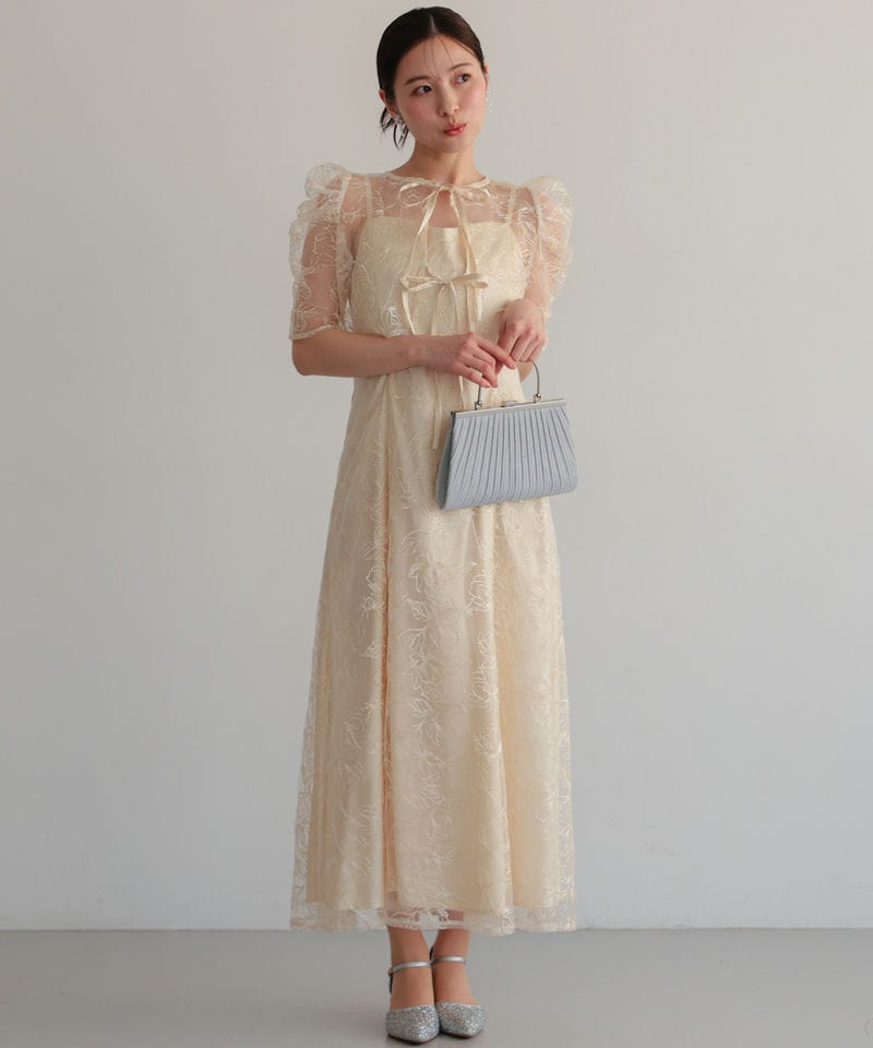 Select Shop シアーレースボレロセットアップドレス イエロー系 | 結婚