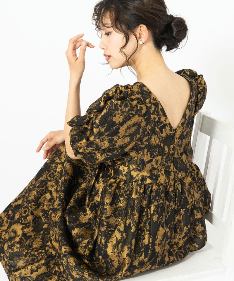 ANDRESD アンドレスド バブルスリーブジャガードロングドレス その他 x