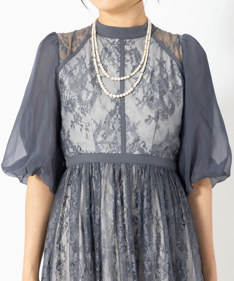 Select Shop 総レースハイネックバルーンスリーブドレス その他 x
