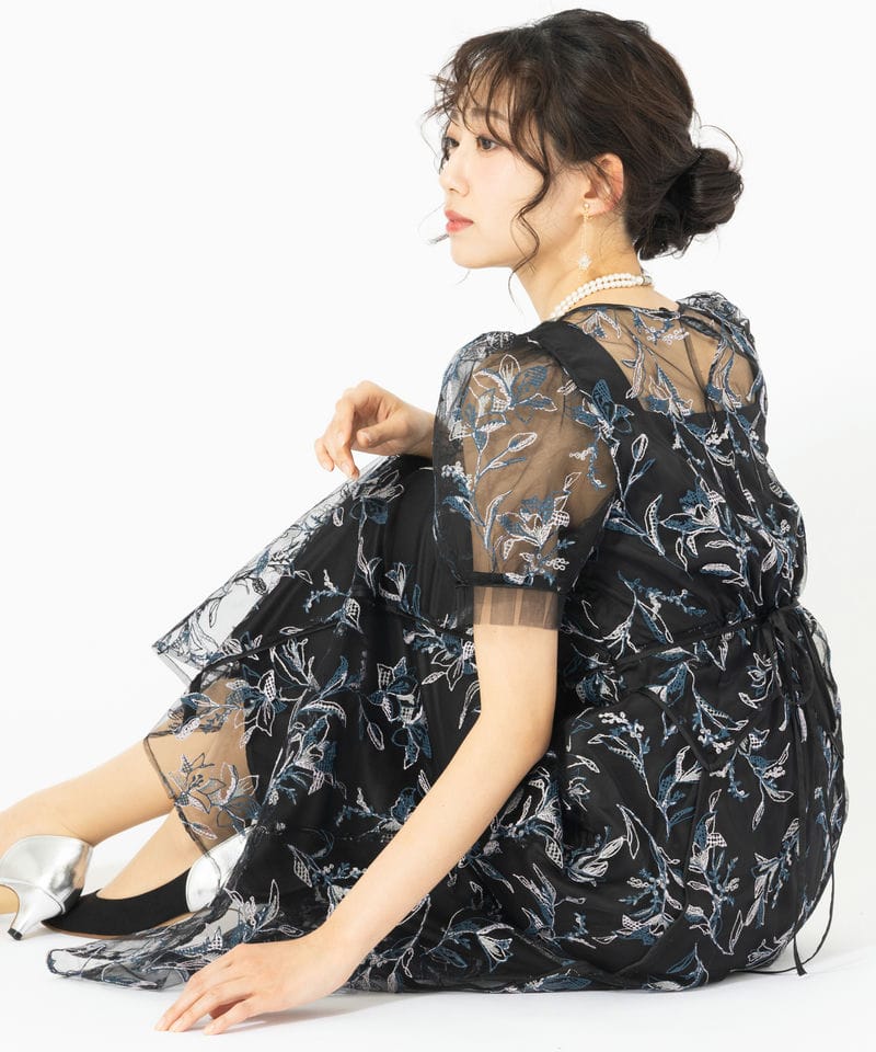LilyBrown リリーブラウン パネルラインエンブロイダリ―ドレス