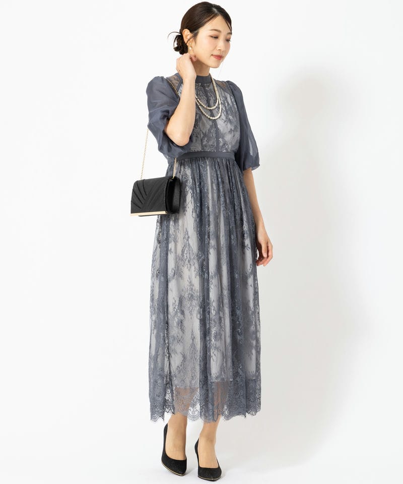 Select Shop 総レースハイネックバルーンスリーブドレス その他 x