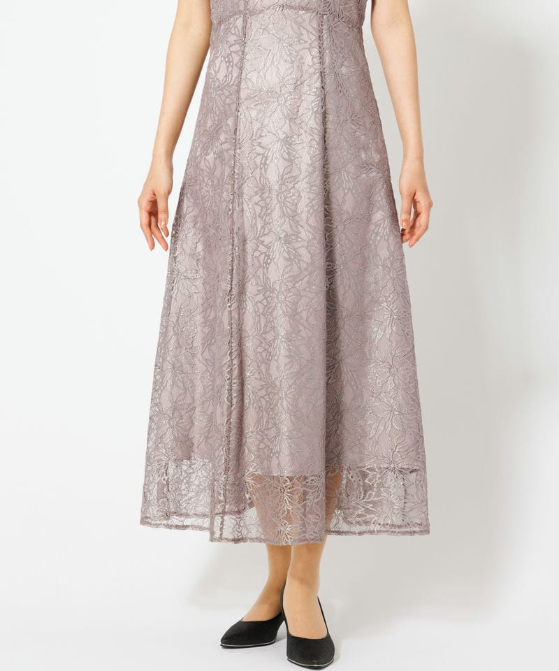 SNIDEL 【ドレス2点セット】シャイニーレースドレス パープル系 | 結婚