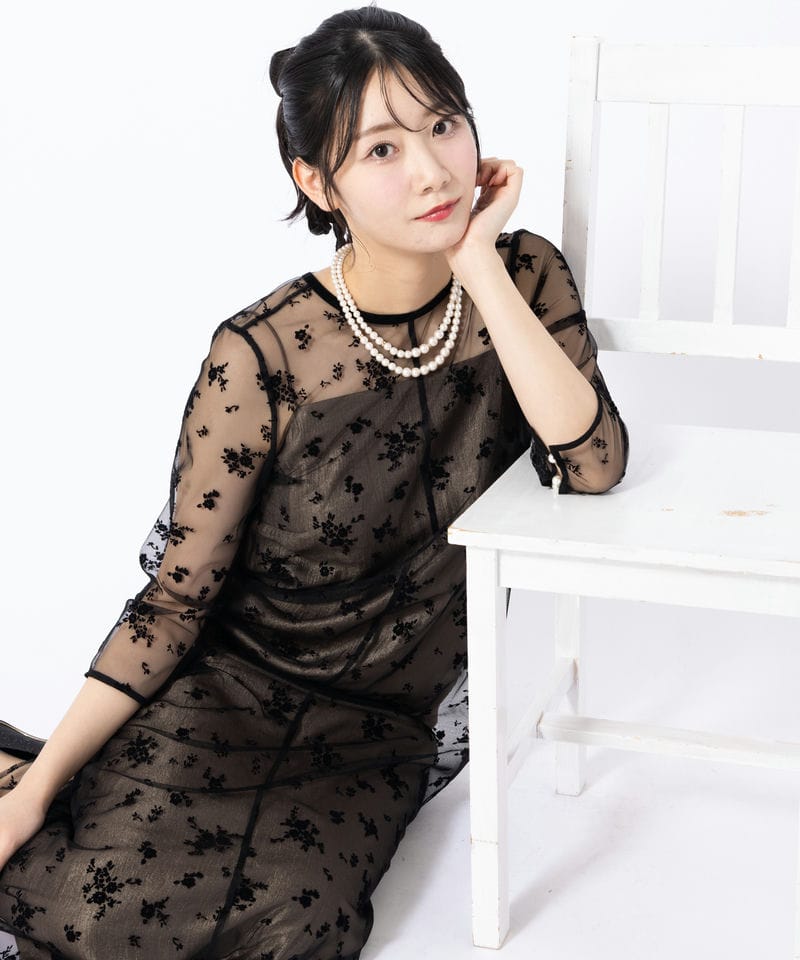kaene カエン フロッキーサテン2wayドレス ブラック系 | 結婚式