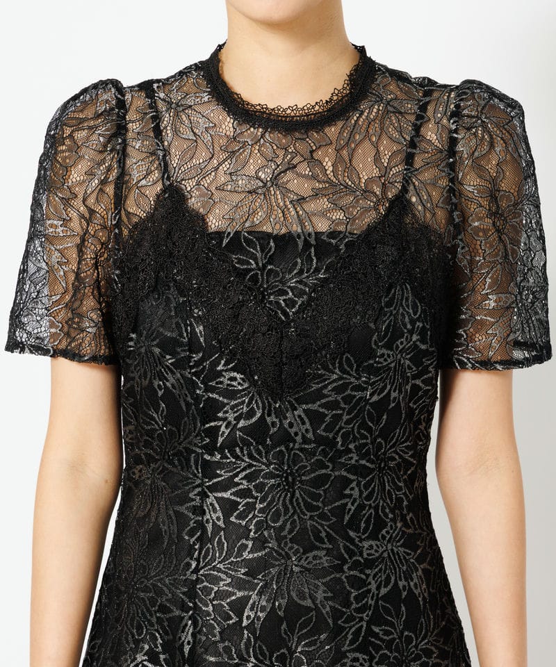 SNIDEL 【ドレス2点セット】シャイニーレースドレス ブラック系 | 結婚