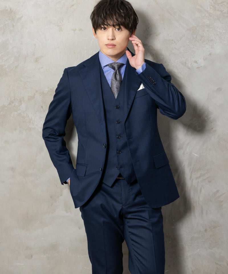 SUIT SQUARE シャドーオーバーチェック・スリーピーススーツ ブルー系