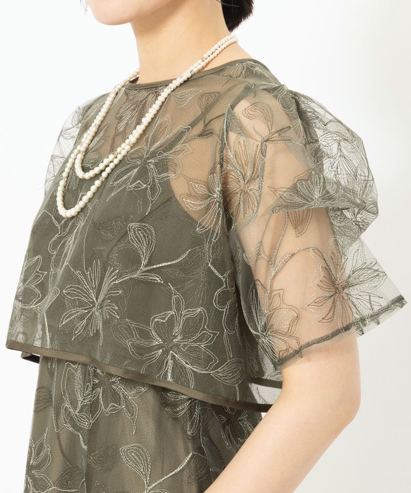 ANDRESD アンドレスド【ドレス2点SET】タックスリーブエンブロイダリー