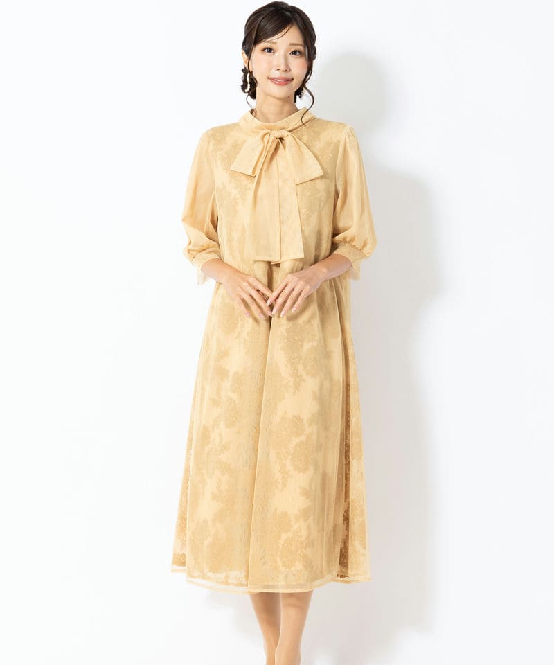 Arobe アローブ シャンブレーギャザードレス ピンク系 | 結婚式