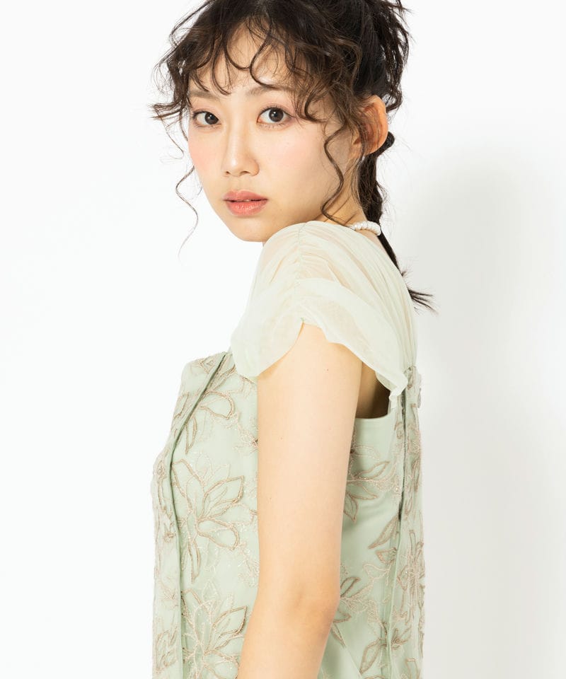 LE'RURE リルアー スリーブレススカラップドレス グリーン系 | 結婚式
