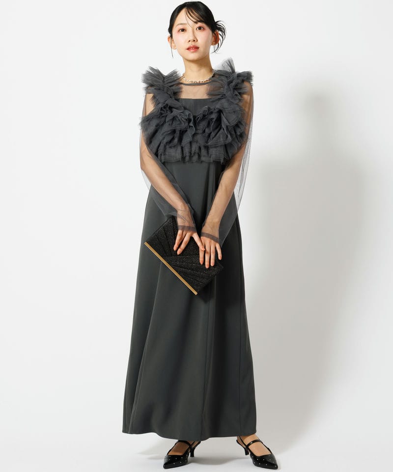 ANDRESD アンドレスド フロッキードットドレス ブラック系 | 結婚式