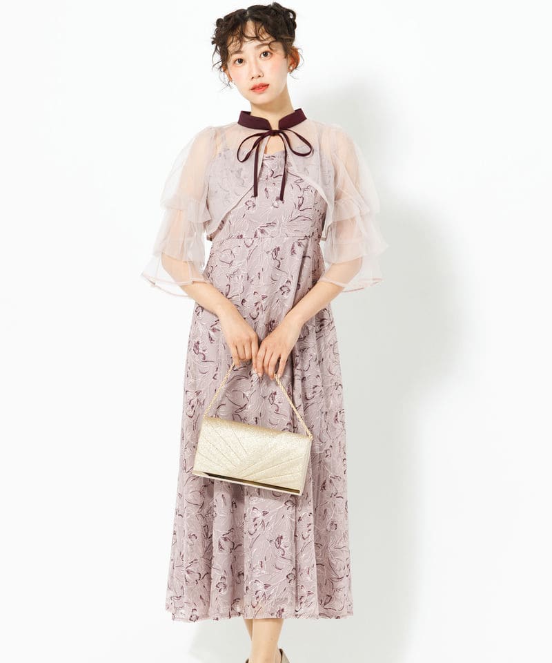 SNIDEL スナイデル デザインスリーブレースドレス ブルー系 | 結婚式