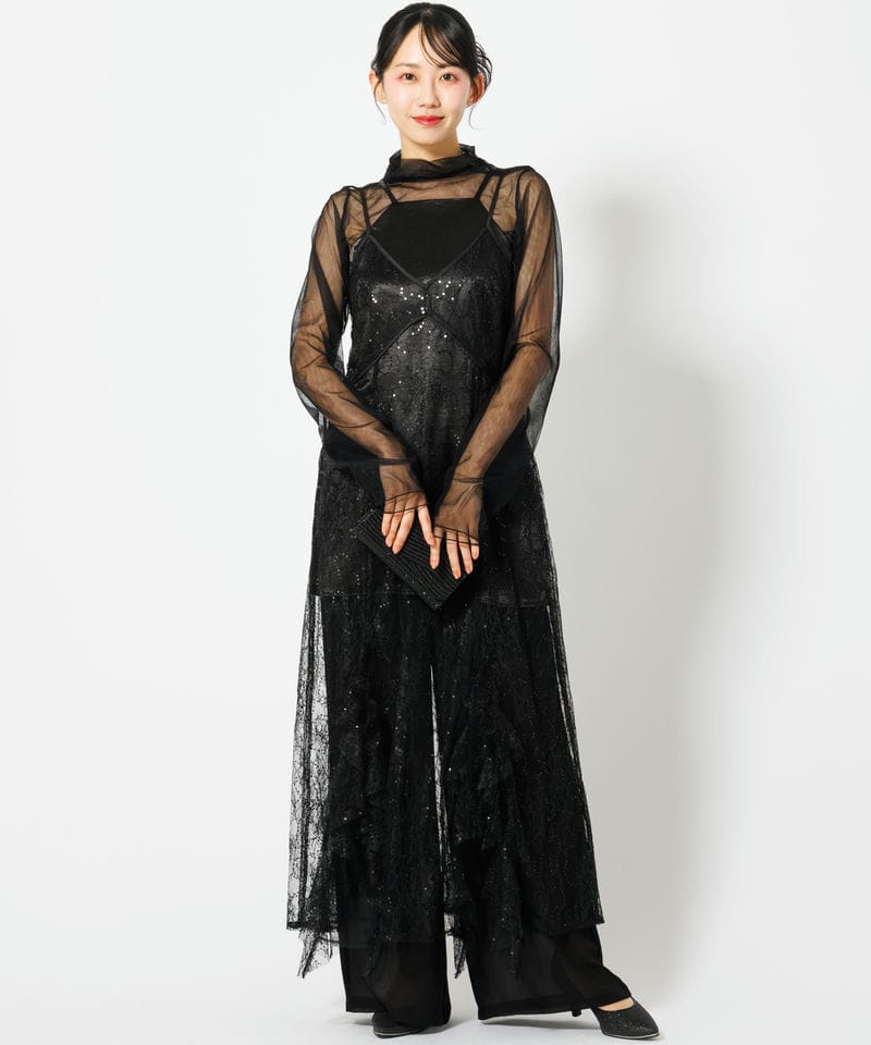 ANDRESD アンドレスド スパンコールレースレディドレス ブラック系