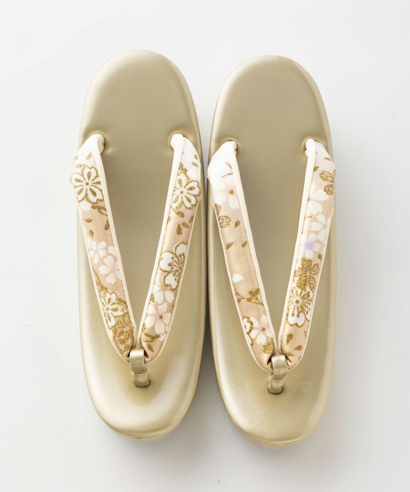 Select Shop 【バッグ・草履セット】桜華紋 ホワイト系 x ゴールド系