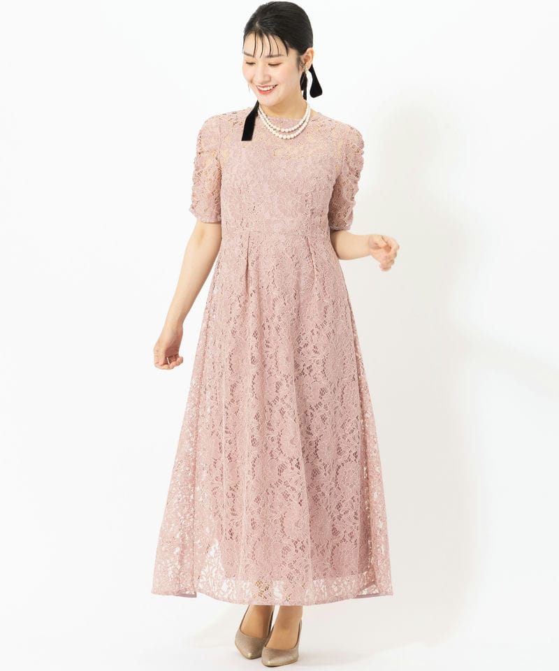 kaene カエン 配色レースエプロンドレス ピンク系 | 結婚式パーティー