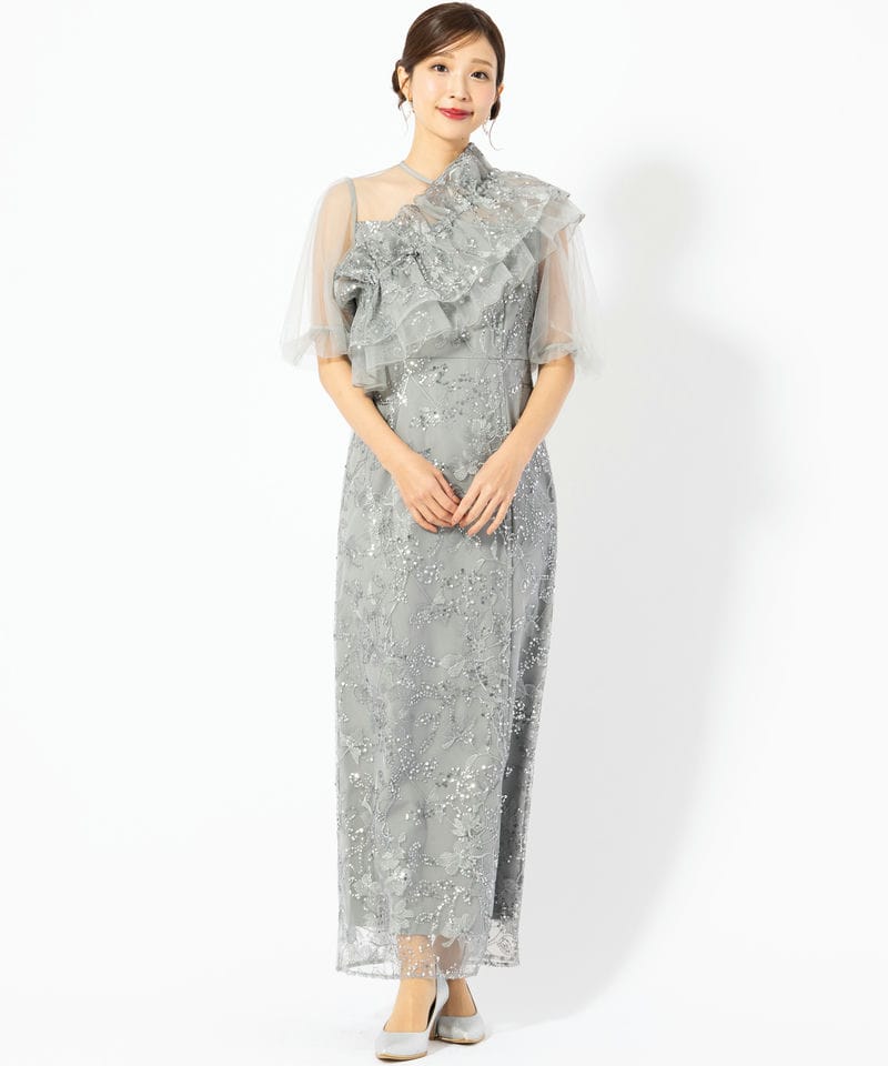 Leja レジャ 3WAYチュールラッフルフラワースパンコールIラインドレス