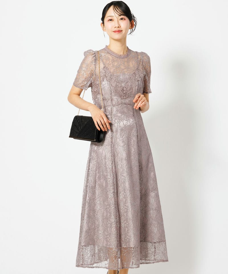 SNIDEL スナイデル ボリュームフレアレースドッキングドレス その他 x