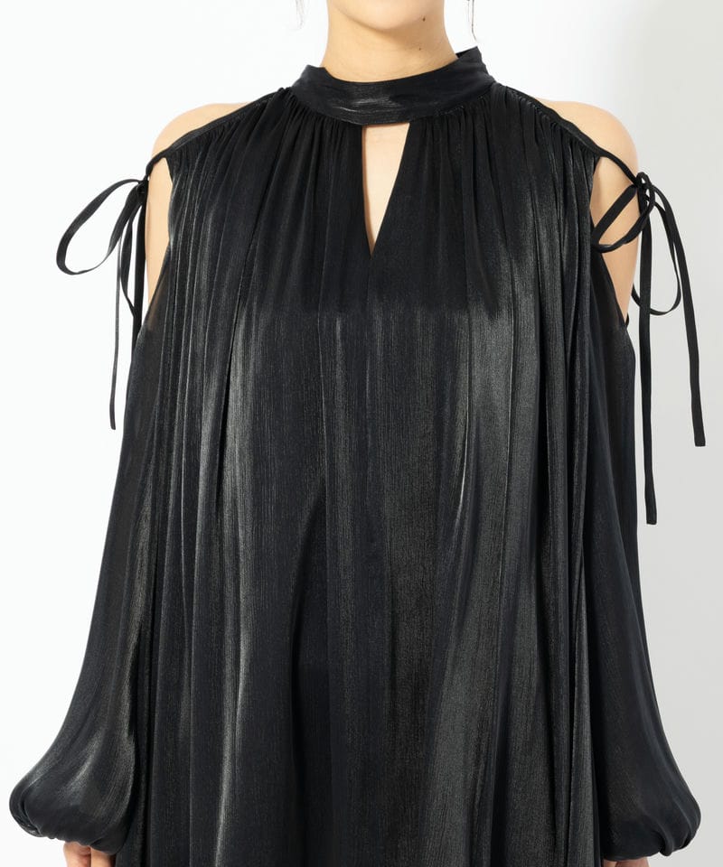 【定価4.6万円】Arobe アローブ　シャンブレー ドレス ワンピース Arobe アローブ シャンブレーギャザードレス ブラック系 | 結婚式