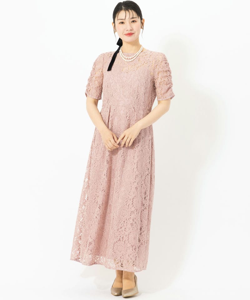 kaene カエン 配色レースエプロンドレス ピンク系 | 結婚式パーティー