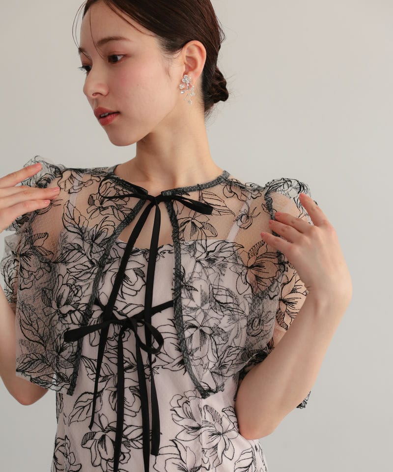 Select Shop シアーレースボレロセットアップドレス ベージュ系 | 結婚