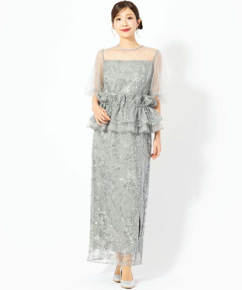 Leja レジャ 3WAYチュールラッフルフラワースパンコールIラインドレス